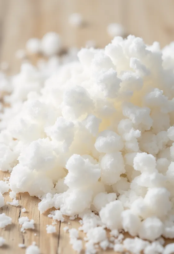 مُحلي الإريثريتول الأبيض المبلور في وعاء صغير، مع ملعقة خشبية