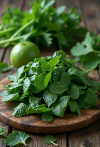 أوراق الكسافا المفرومة والمطهوة بلون أخضر داكن