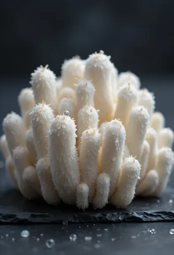 فطر الحبر الموشى مقطع ومنظف على لوح تقطيع خشبي