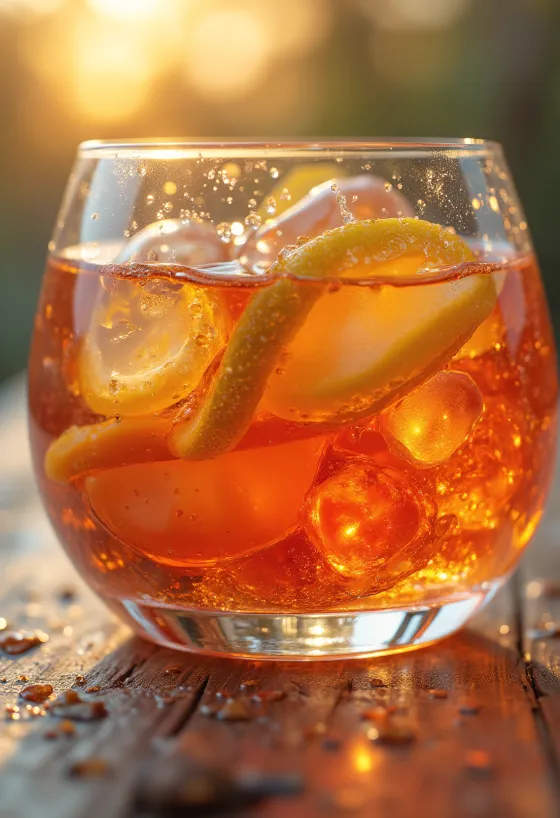 زجاجة وكوب ليكور محاطة بتوابل ومنكهات طبيعية