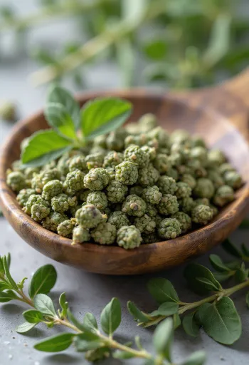 مردقوش مطحون ومجفف في بيئة مطبخ دافئة