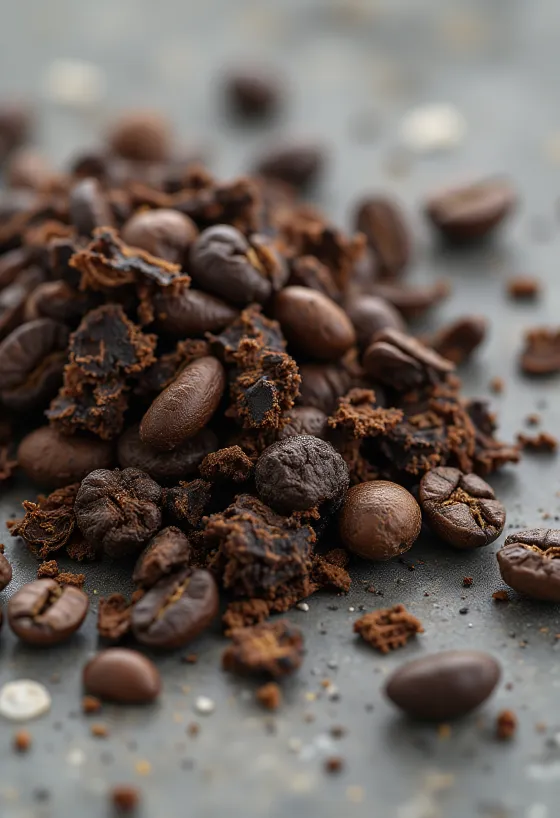 جذور هندباء محمصة على لوح تقطيع بضوء طبيعي