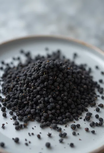 بذور حبة البركة (الحبة السوداء) على سطح خشبي