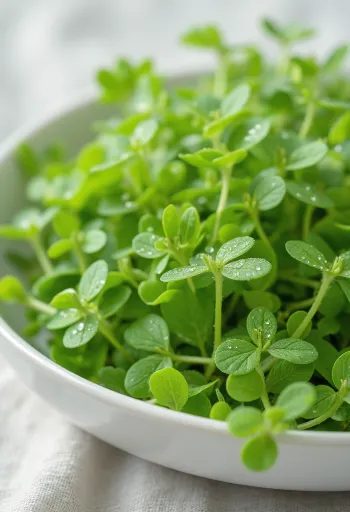 نبات عشبة القزاز بأوراقه الخضراء وزهوره البيضاء الدقيقة