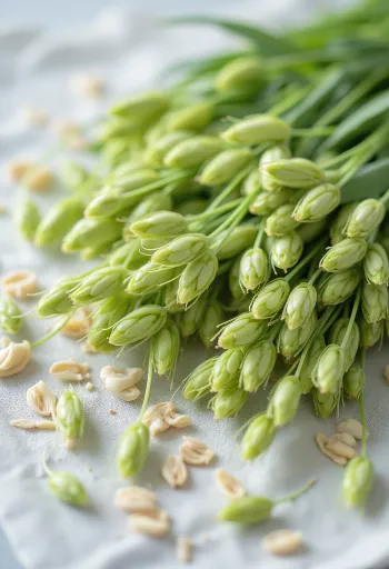 براعم الشوفان الأخضر الطازجة مقدمة في طبق