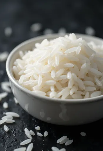 طبق من أرز الياسمين المطهو بالبخار بقوامه الطري