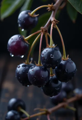 ثمار غبيراء، لون أحمر زاهٍ وسطح مجعد قليلاً