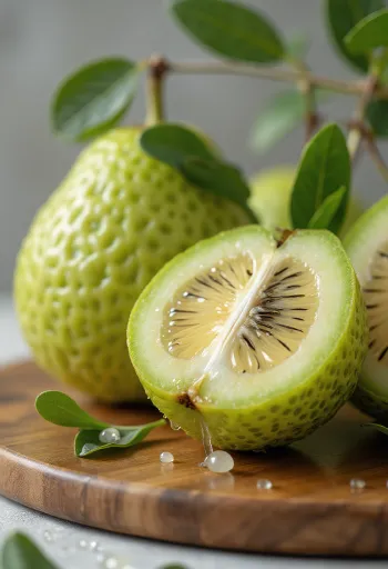 ثمرة فيجوا بقشرة خضراء ولب عصاري من الداخل