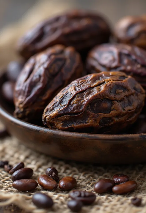 حبوب وبذور كاكاو نيئة وغير مخمرة بشكلها الطبيعي