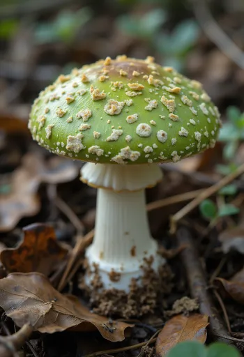 فطر الروسولا الخضراء مقطع ومنظف على لوح تقطيع