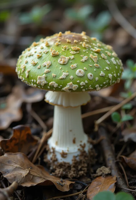 فطر الروسولا الخضراء مقطع ومنظف على لوح تقطيع