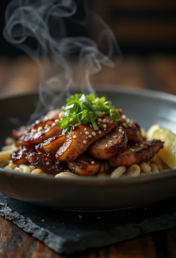 بولغوجي لحم البقر يقدم مع اللايم والثوم