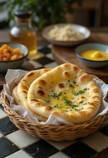 خبز النان بالثوم، خبز هندي طري وشهي