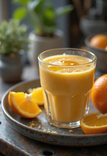 مخفوق البرتقال والفانيليا الكريمي في كوب