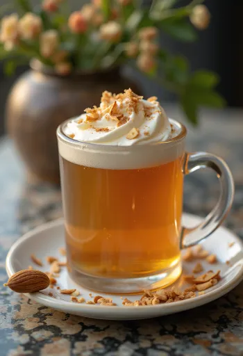 عصير تفاح باللوز والعسل في كوب