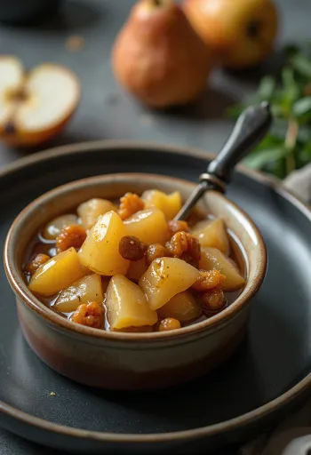 تشاتني الكمثرى الحلو والحامض جاهز للتقديم