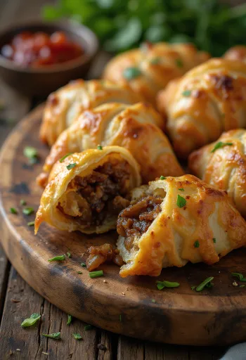 خاستا كاتشوري بحشوة البصل، مقدم مع الكزبرة الطازجة