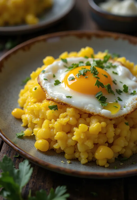 كسكسي برازيلي مع بيض وكزبرة