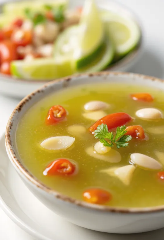 صلصة الليمون والفلفل الحار الحلوة والحامضة مقدمة في طبق