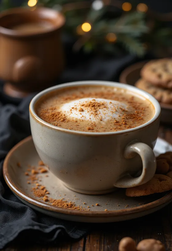 لاتيه خبز الزنجبيل مقدم طازجًا