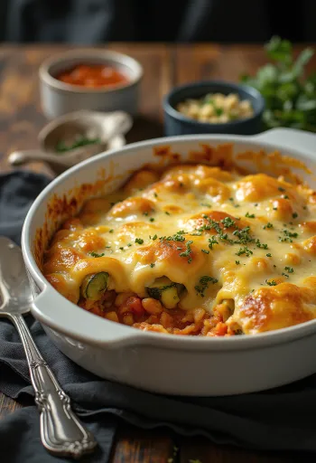 صينية الكوسا النباتية بصلصة الطماطم