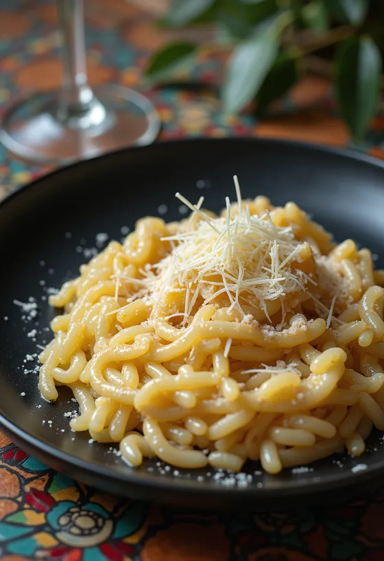 ريزوتو إيطالي بقوام كريمي، مزين بالأجبان والتوابل