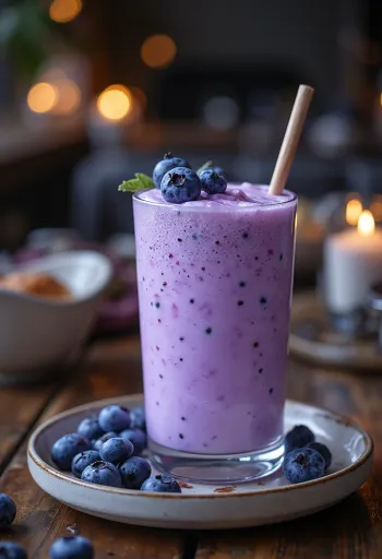 مشروب كفير البروبيوتيك بالنعناع والتوت مقدم في كوب بقوام كريمي منعش