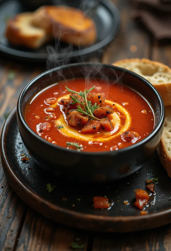 شوربة طماطم مدخنة مشوية على الباربيكيو