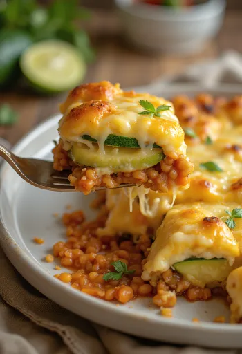 صينية الكوسا بالعدس الأحمر مقدمة في طبق