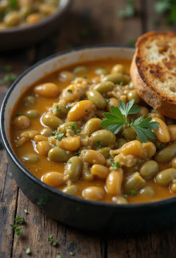 يخنة فاصوليا خضراء في صوص كريمي كثيف، مرشوشة بالشبت الطازج