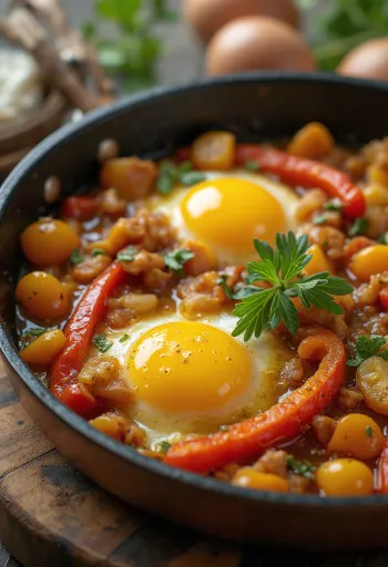 راتاتوي بخضروات مشوية ملونة، مزين بأعشاب طازجة