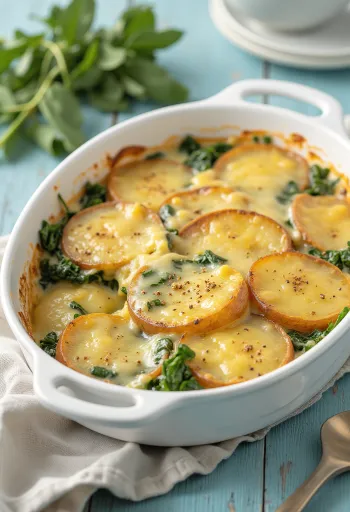 صينية السبانخ النباتية جاهزة للتقديم