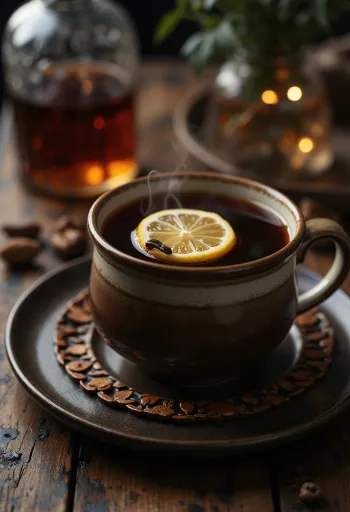 شاي بنكهة الروم في كوب التقديم