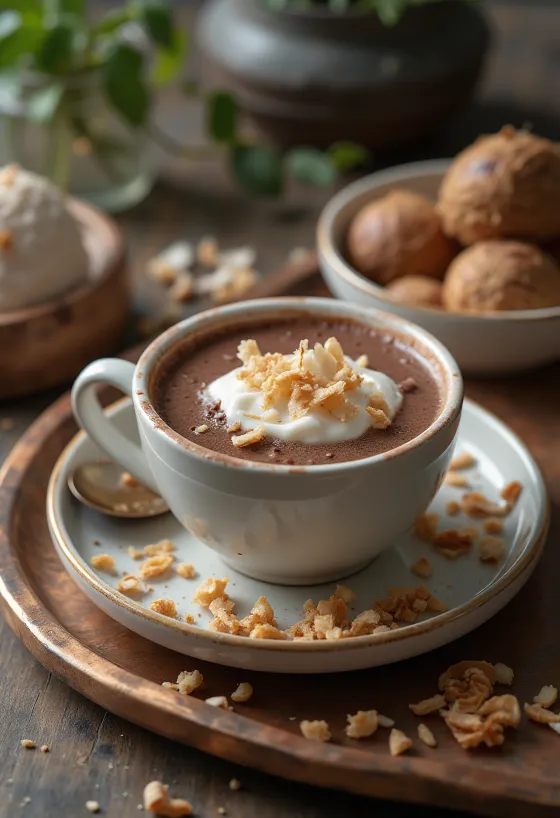 مشروب جوز الهند الساخن مقدم طازجًا