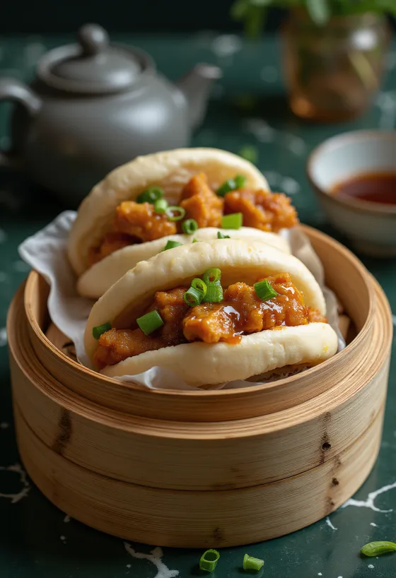 باو الدجاج المشوي المطهو بالبخار