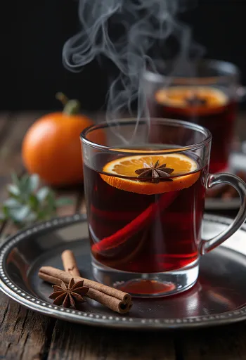 عصير التفاح والبيلسان المتبل في كوب