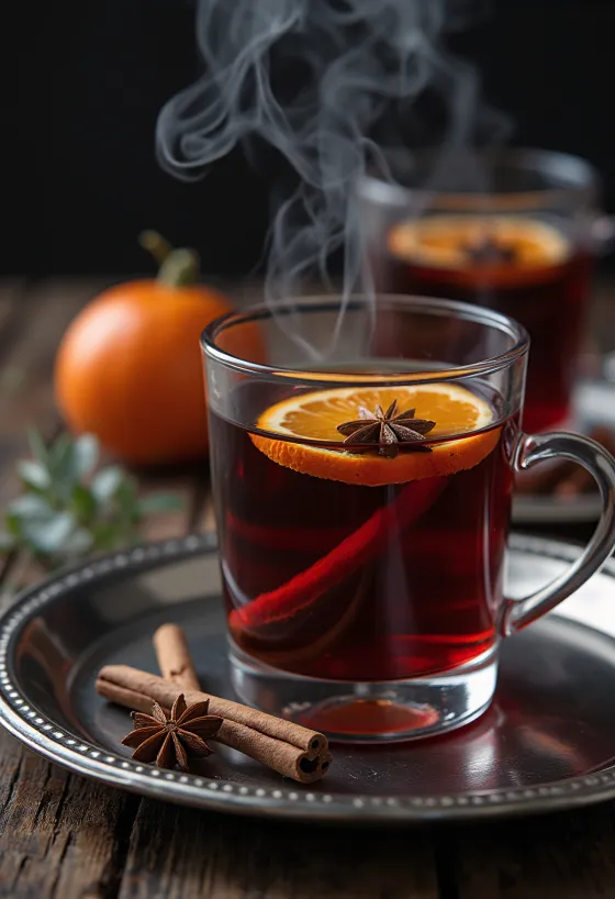 عصير التفاح والبيلسان المتبل في كوب