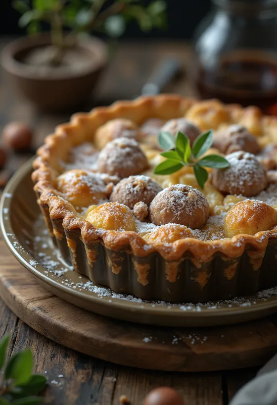 فطيرة الكستناء جاهزة للتقديم