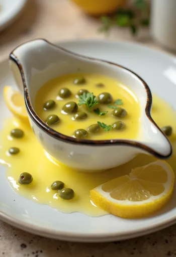 صلصة الزبدة بالكيبر والليمون مقدمة للتقديم