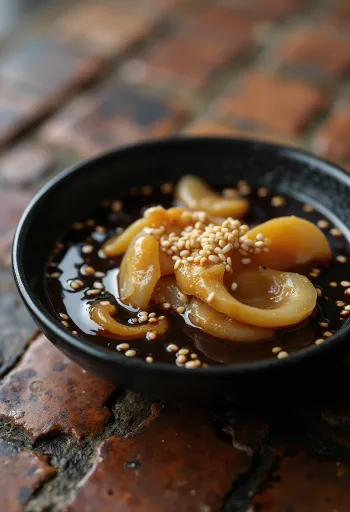 صلصة صويا مسكرة مقدمة مع خضروات مشوية