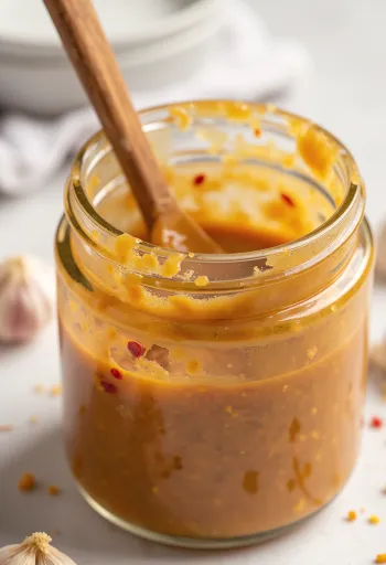 تتبيلة باربيكيو بزبده الفول السوداني في وعاء