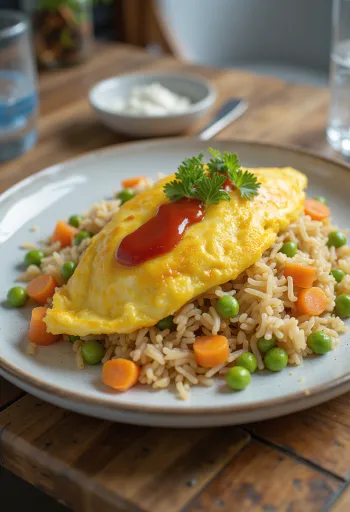 وعاء أومورايس بالخضروات، مع البيض وخليط الأرز