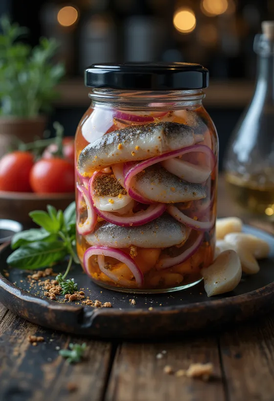 رنجة مخللة حارة في برطمان