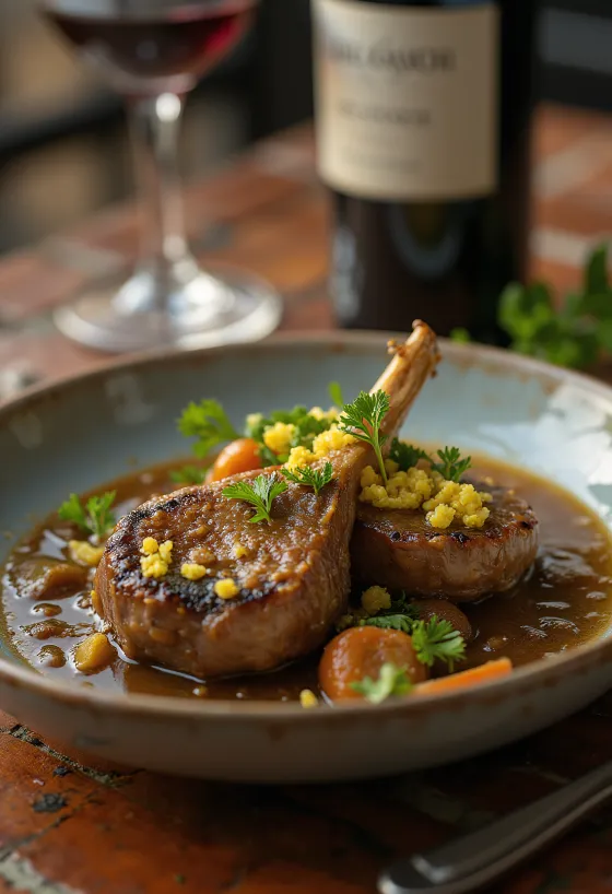 أوسو بوكو مقدم مع جريمولاتا ومزين بالبقدونس الطازج