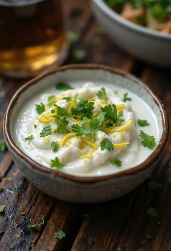 صلصة جوز الهند والليمون مقدمة مع سمك مشوي