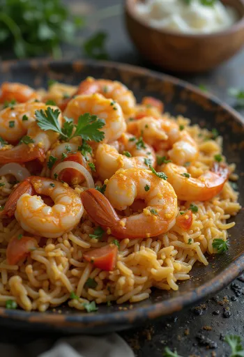 كبسة بالروبيان طعام متبل أرز وروبيان