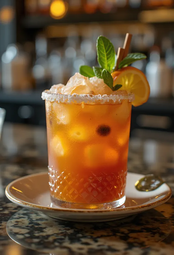 موكتيل الزومبي مزين بأوراق النعناع وشريحة برتقال