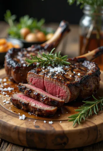 ستيك الظبي المشوي مقدم مع الخضروات المشوية.