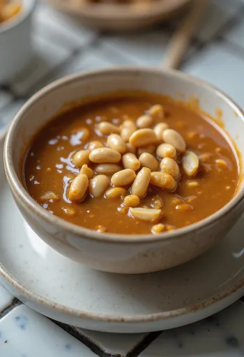 صلصة فول سوداني ساتاي مقدمة مع أسياخ مشوية