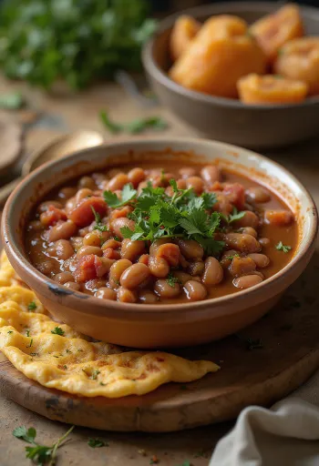 يخنة لوبيو مع خبز مشادي والبقدونس الطازج